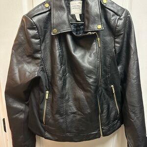 Rachel Hollis women's Black Leather Jacket size 16/ NWOT B64